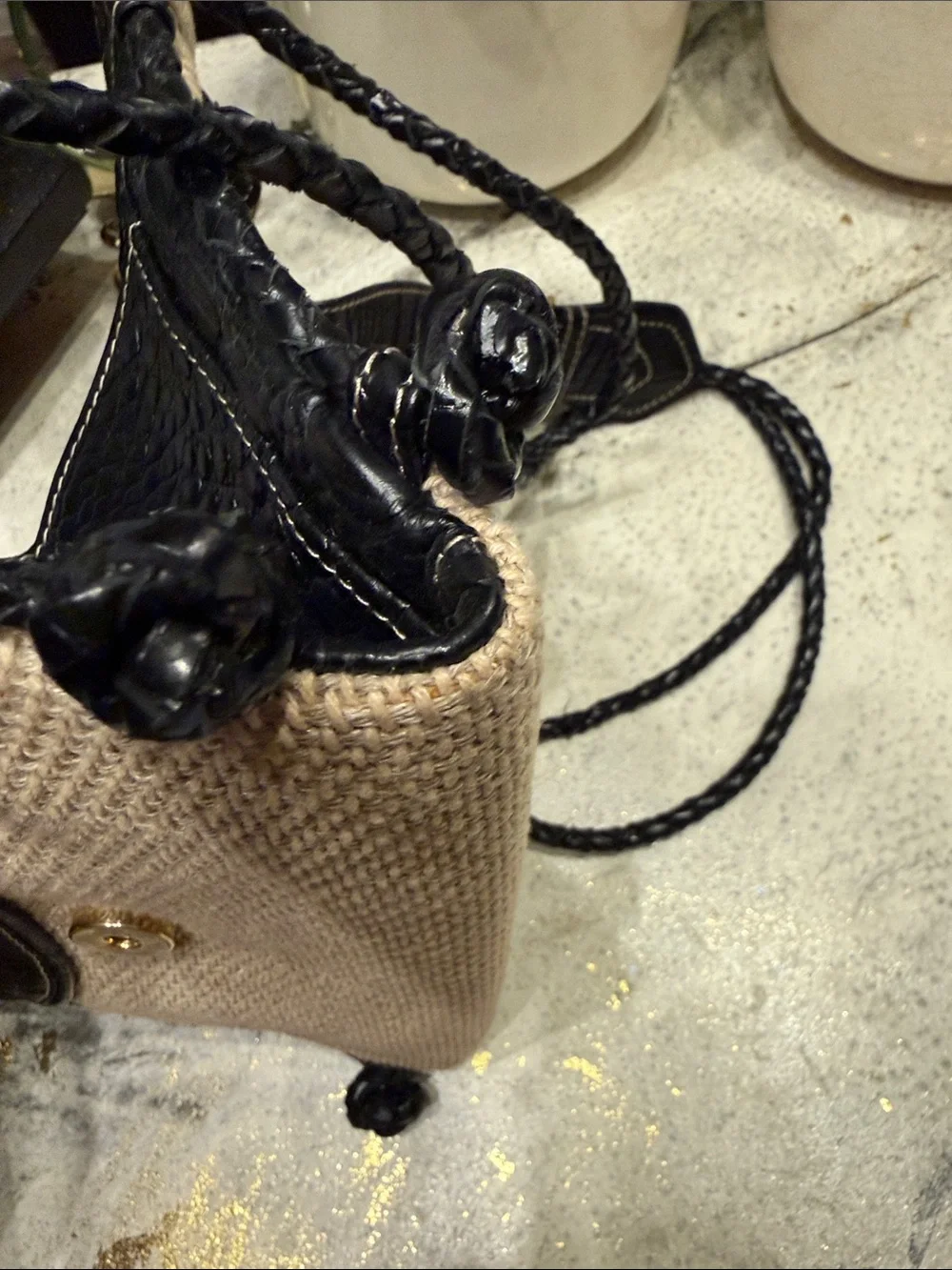 Brahmin Mojito Harbor Croc Embossed Leather Woven Crossbody Purse